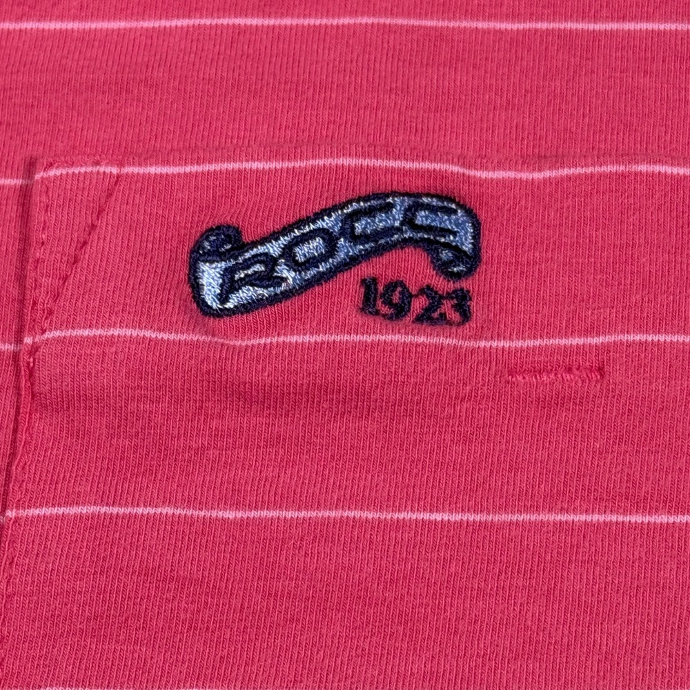 BDRADDY Mens L Coral Pink Striped Pima Cotton Stretch Golf Polo Shirt River Oaks - Picture 7 of 8